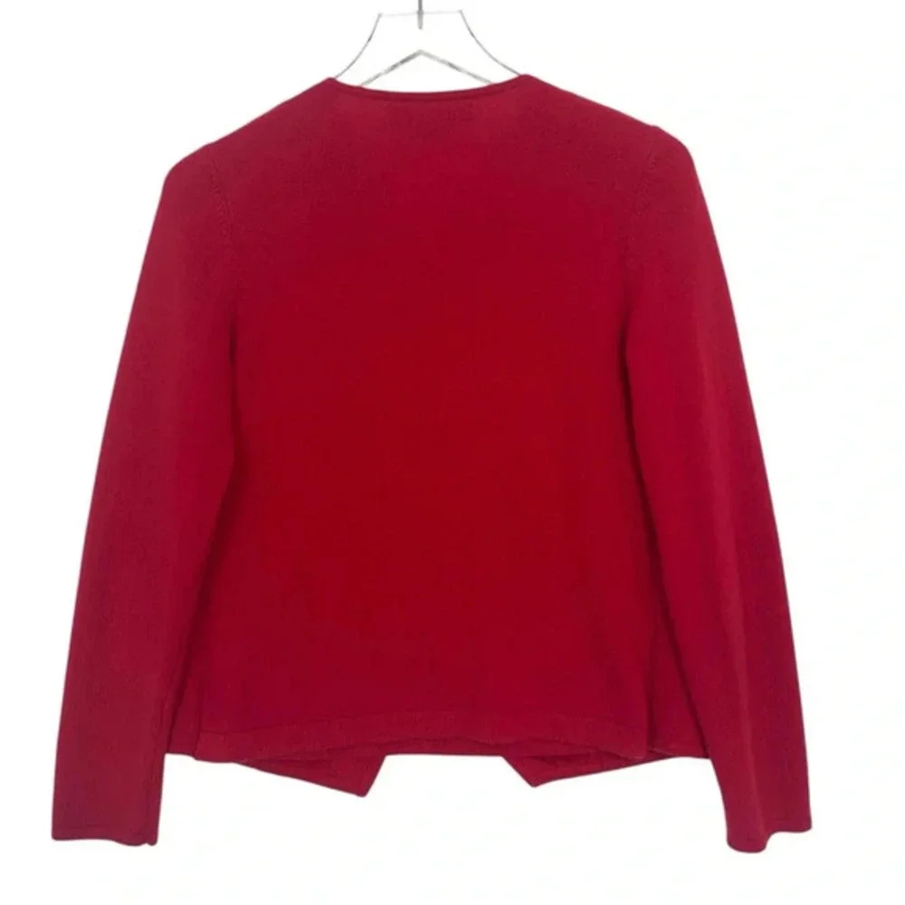 Jones‎ New York Womens M 100% Cashmere Open Front Cardigan Red Workwear Soft